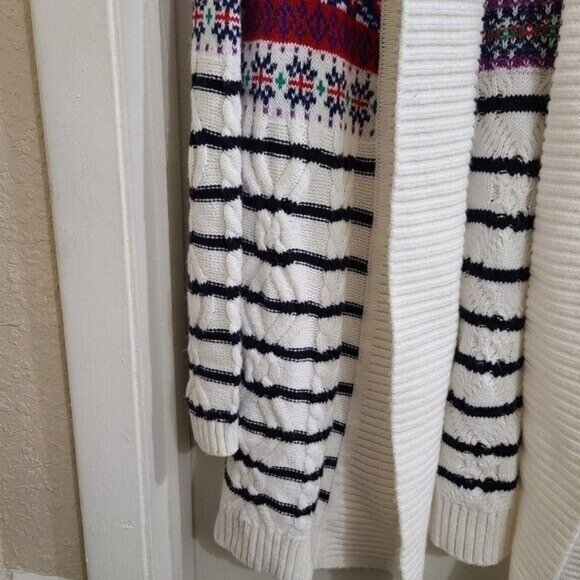 Talbots Womens Fair Isle Christmas Long Open Front Cardigan S - Picture 3 of 8